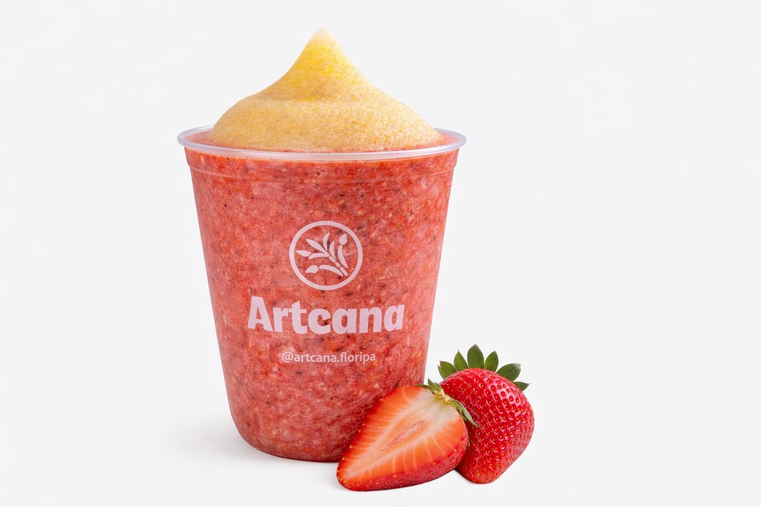 Frozen de caldo de cana com morango